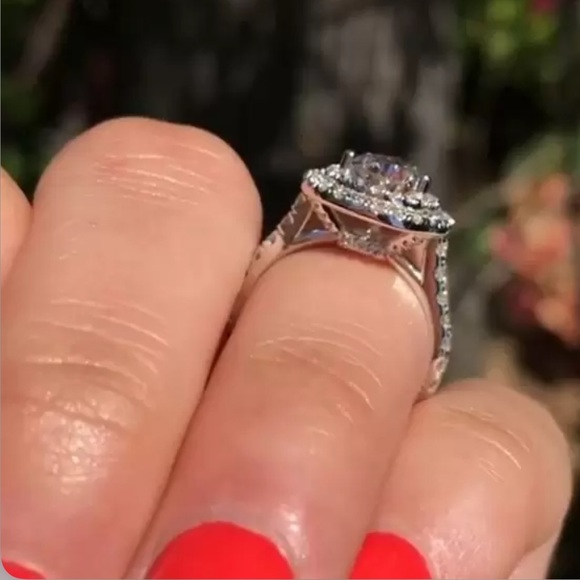 New 925 Silver 3 ct Double Halo Pear Cut Ring - Picture 2 of 4